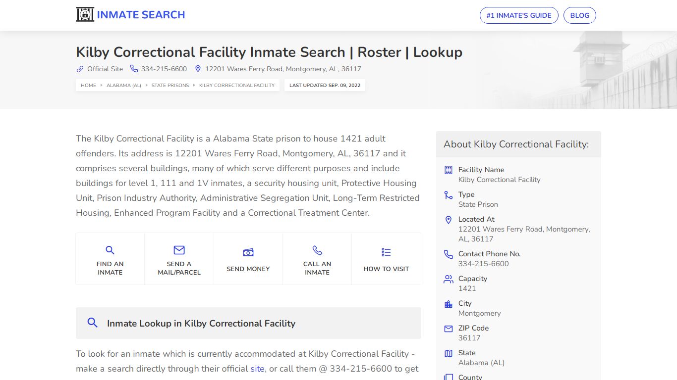 Kilby Correctional Facility Inmate Search | Roster | Lookup