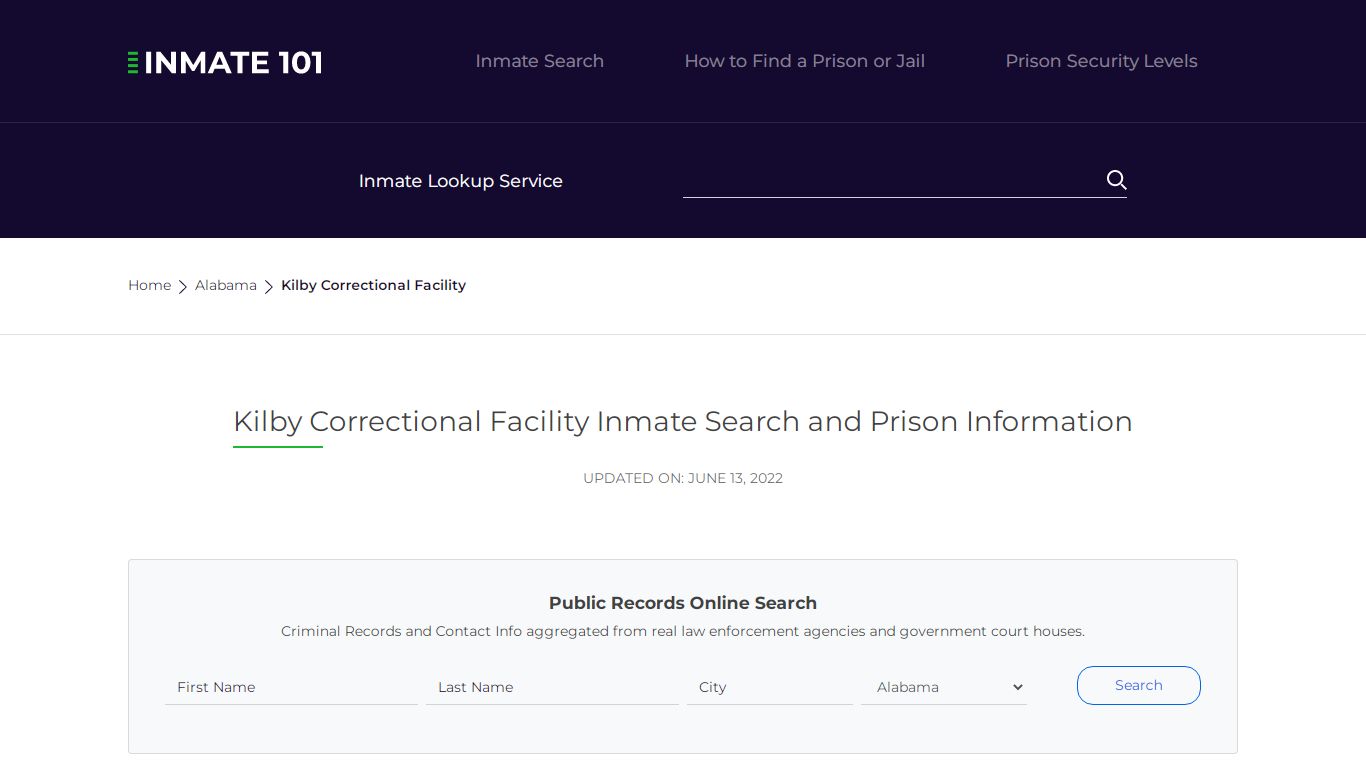 Kilby Correctional Facility Inmate Search, Visitation, Phone no ...