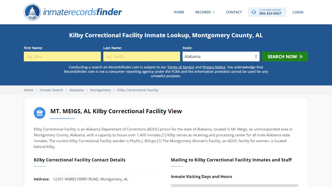 Kilby Correctional Facility Roster & Inmate Search, Montgomery County ...